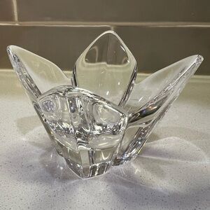 Orrefores Crystal Glass Lotus Bowl Tea Light Votive Holder Signed 3.5” Tall